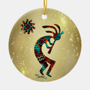 KOKOPELLI SPELAR FLUTE CERAMIC ORNATION JULGRANSPRYDNAD KERAMIK