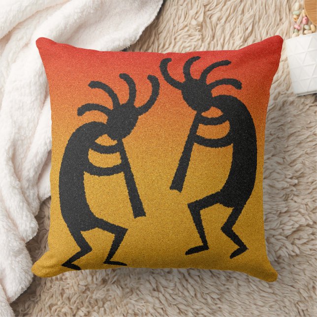 Kokopelli Sunset Southwest Design Kudde (Filt)