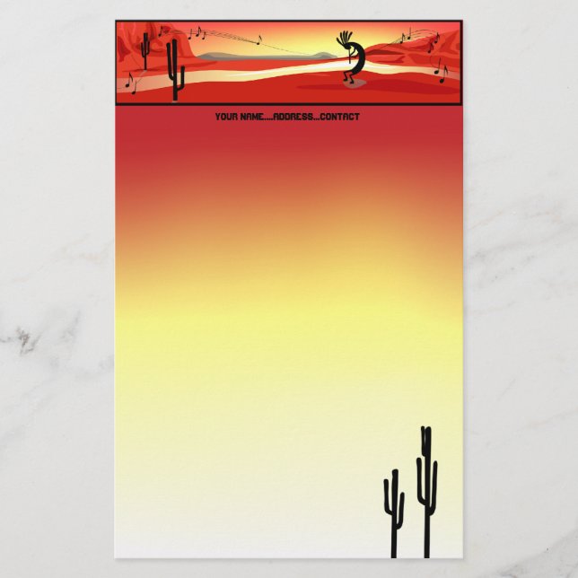 Kokopelli Sunset Stationery Brevpapper (Framsida)