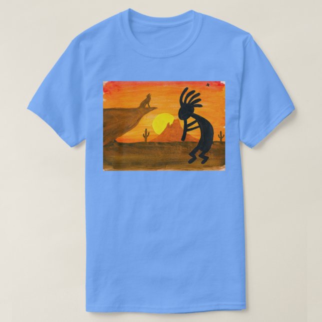 Kokopelli Sunset T Shirt (Design framsida)