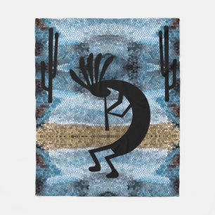 Kokopelli, sydöstra öknen Mosaic Blue Medium Fleecefilt
