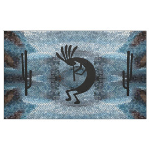 Kokopelli SydvästDesert Mosaic Blue Tyg