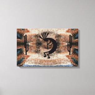 Kokopelli Sydvästra Desert Mosaic 19,5 x 12 Canvastryck