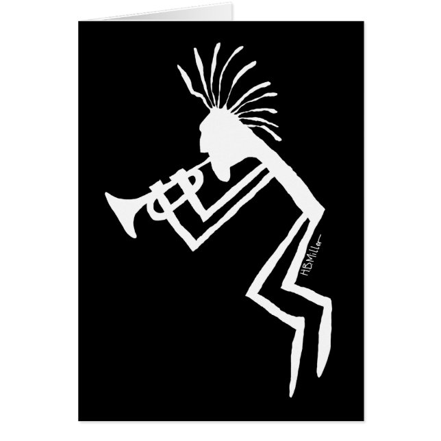 Kokopelli Trumpet Player Petroglyph Hälsningskort (Framsidan)