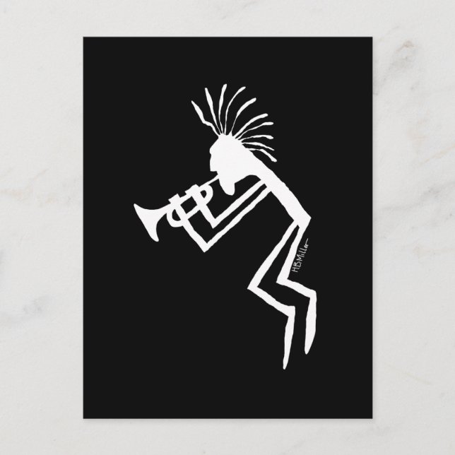 Kokopelli Trumpet Player Petroglyph Vykort (Framsida)