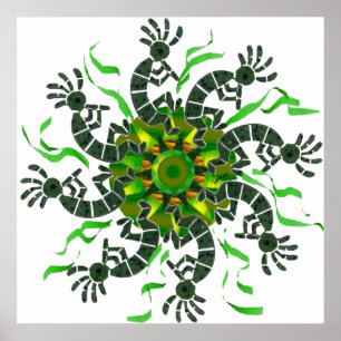 Kokopelli Wheel Print Poster
