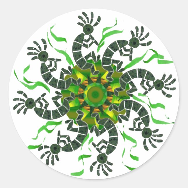 Kokopelli Wheel Sticker Runt Klistermärke (Framsida)