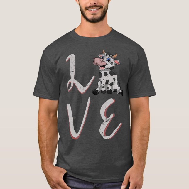 Kokor från djur i animalisk ko Älskare Valentines  T Shirt (Framsida)