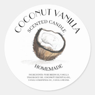 Kokos Vanilj Hemmagjorda Ingredienser Typografi Runt Klistermärke