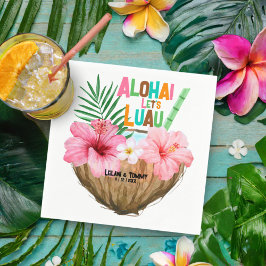 Kokosdryck Hawaiiansk Luau Tropisk Fest Pappersservett