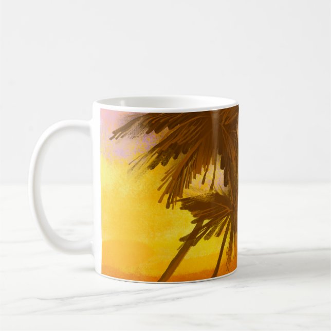 Kokosnöt träd, tropiskt sommartema. kaffemugg (Vänster)