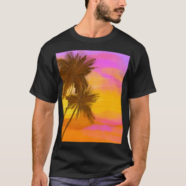 Kokosnöt träd, tropiskt sommartema. t shirt (Framsida)