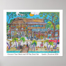Kokosnötfloderna Träd och utanför Krok Pub, Roatan