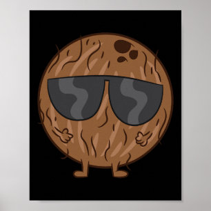 Kokosnötfruktkosnöt med solglasögon Kärlek Poster
