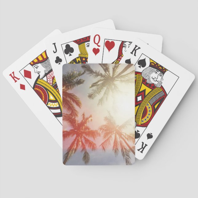 Kokosnötpalmträd mot solen casinokort (Baksidan)