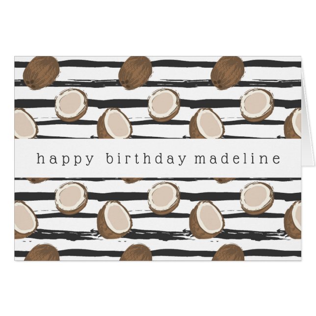 Kokosnötter på Grungerandmönster Hälsningskort (Framsidan Horizontal)