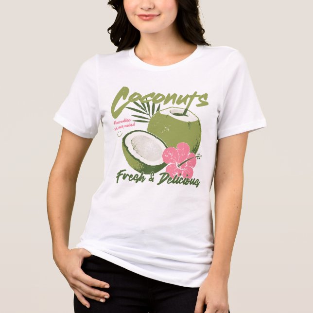 Kokosnötter Paradis Tropisk Blomma  T Shirt (Framsida)