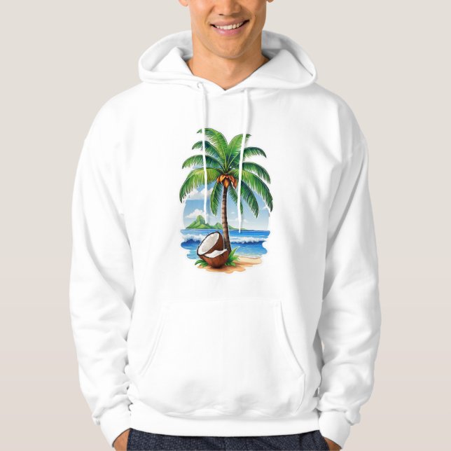 Kokospalmen Tropisk ö Hoodie (Framsida)