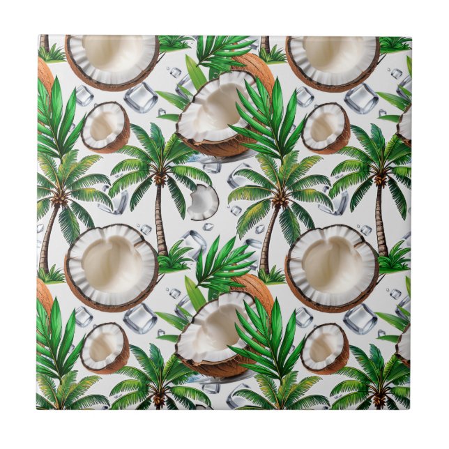Kokospalmer Tropisk Design  Kakelplatta (Framsidan)