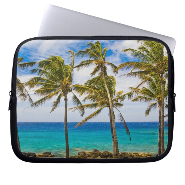 Kokospalmträd (Cocos nucifera) som svajar i Laptop Sleeve (Framsidan)