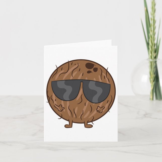 Kokossommar Frukt Kokos Med Solglasögon Kärlek Kok Kort (Framsida)