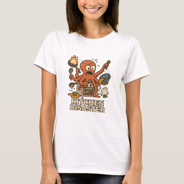 Köks-chaos-multitasking-bläckfisk T Shirt (Framsida)