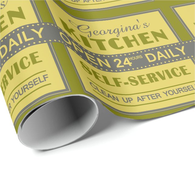 Köks - eget namn - papper förpackning presentpapper (Rullad Hörn)