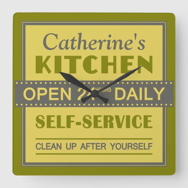 Köks - eget namn - väggklocka (Framsida)