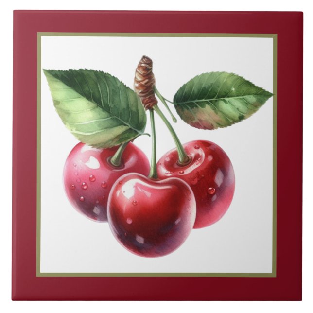 Köks för cute cherry älskare kakelplatta (Framsidan)