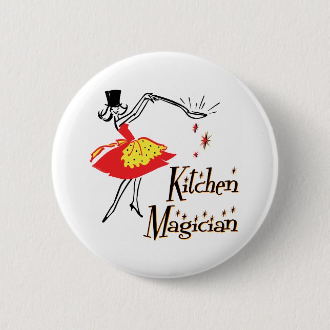 Köks Magician Retro Cooking Art Button Knapp (Framsida)