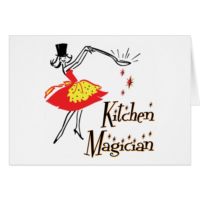 Köks Magician Retro Cooking Art Cards Hälsningskort (Framsidan Horizontal)