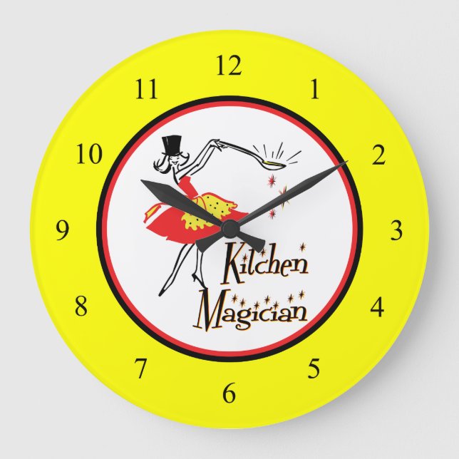 Köks Magician Retro Wall Clock Stor Klocka (Framsida)
