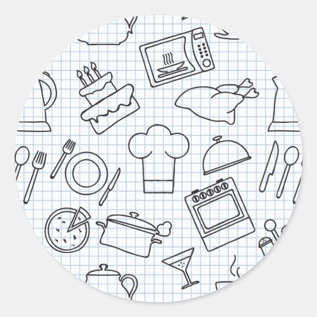 Köks Mönster 4 Runt Klistermärke (Framsida)