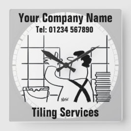 Köks- och badvattenvägg eller Golv Fyrkantig Klocka