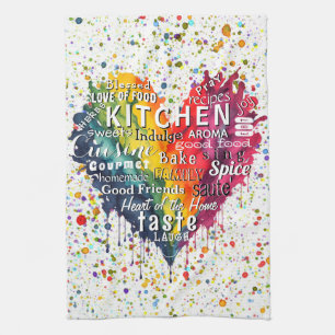 Köks Ord och Terms Heart Kitchen Towel Kökshandduk