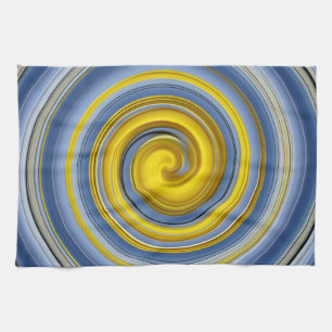 Köks trasa gult-blue spiral kökshandduk