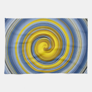 Köks trasa gult-blue spiral kökshandduk