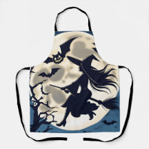 Köksapor för kvinnor, halloween Full Moon Witch