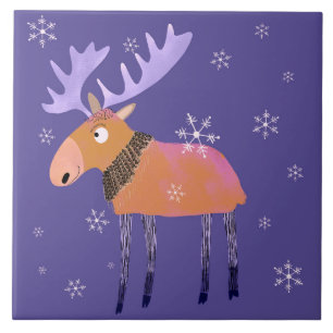 Köksbricka för Cute Winter Moose Ceramamic Kitchen Kakelplatta
