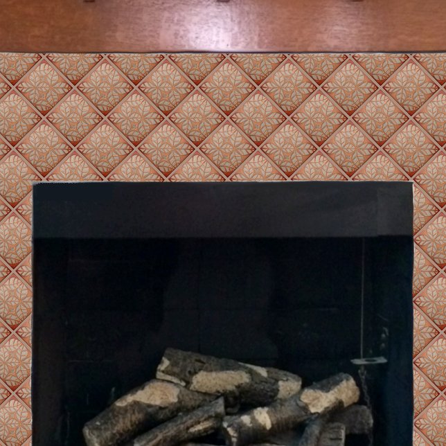 Köksbricka, koppar och skiffer kakelplatta (Slate and copper ovate leaf tile on a fireplace)