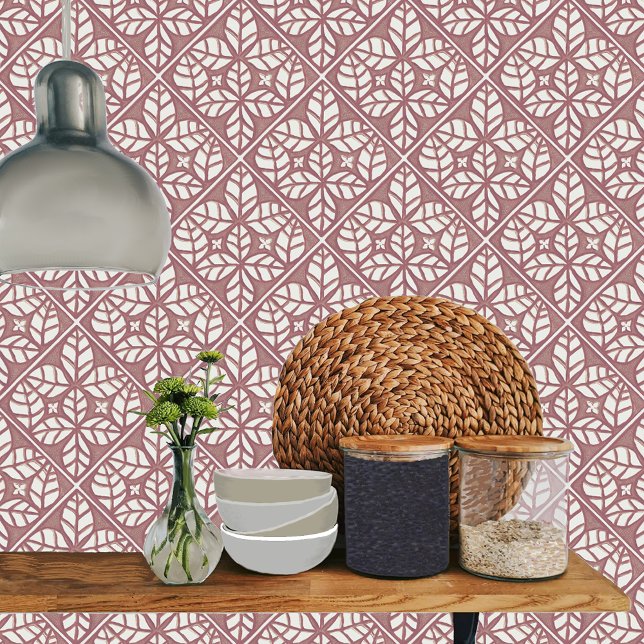 Köksbricka, Ro Red och white löv Kakelplatta (Rose  and white Ovate tile for kitchen backsplash.)