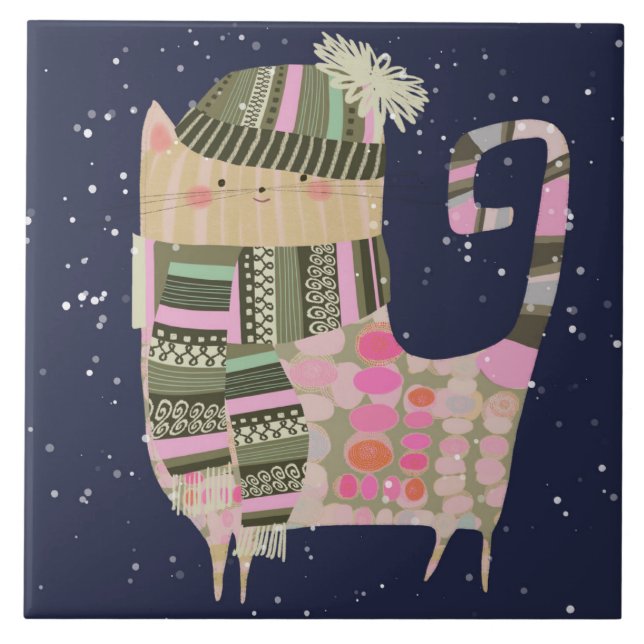 Köksbrickan finare Cat Ceramic Kitchen Tile Kakelplatta (Framsidan)