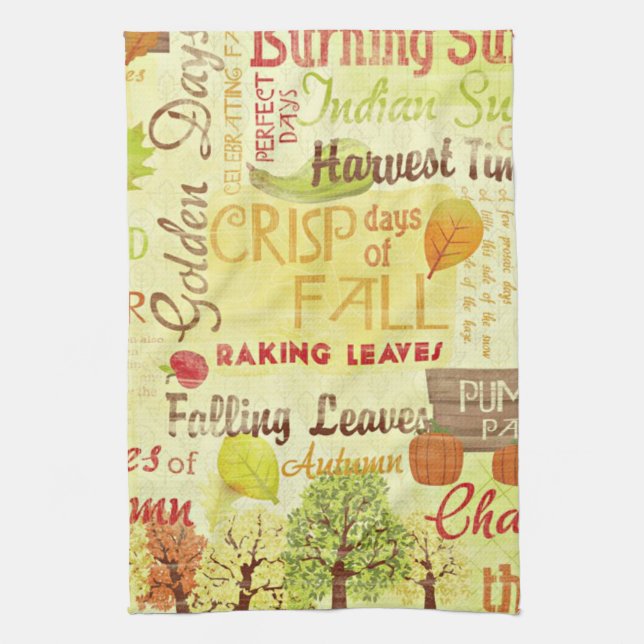 Köksdagar för höstteman för hösttorn kökshandduk (Vertikal)