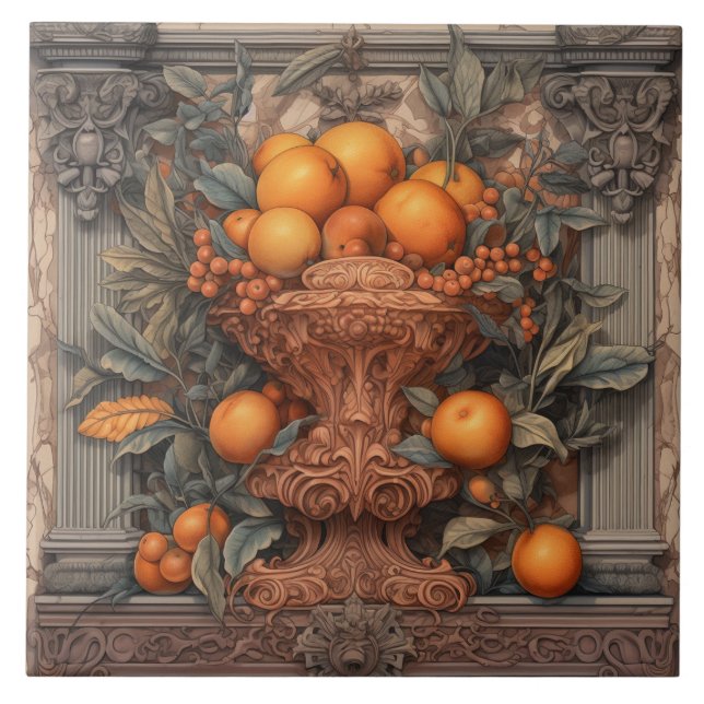 Köksdekorera Vas med Orangar Kakelplatta (Framsidan)