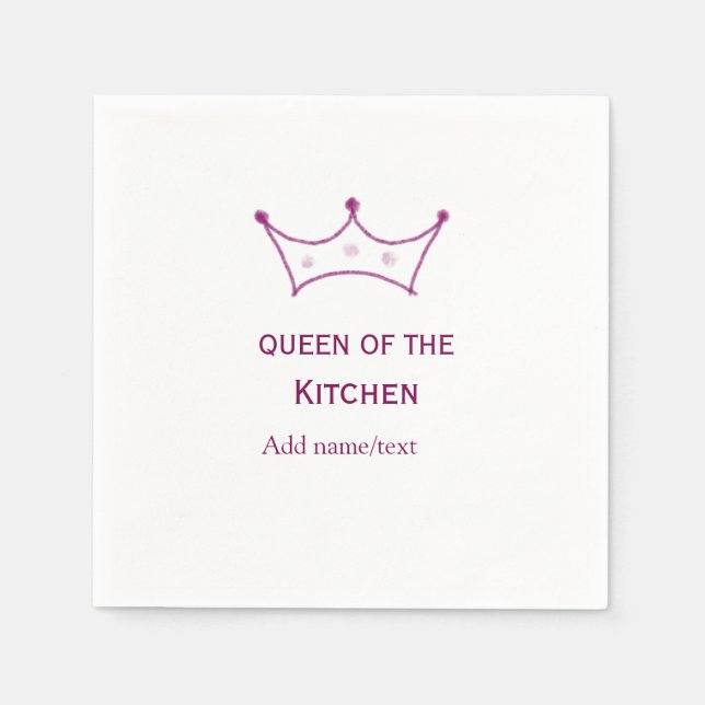 köksdrottning mauve krona laga kock namn pappersservett (Framsidan)