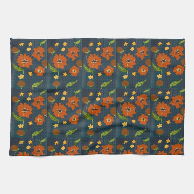 Köksduk med blomster motiv kökshandduk (Horisontell)