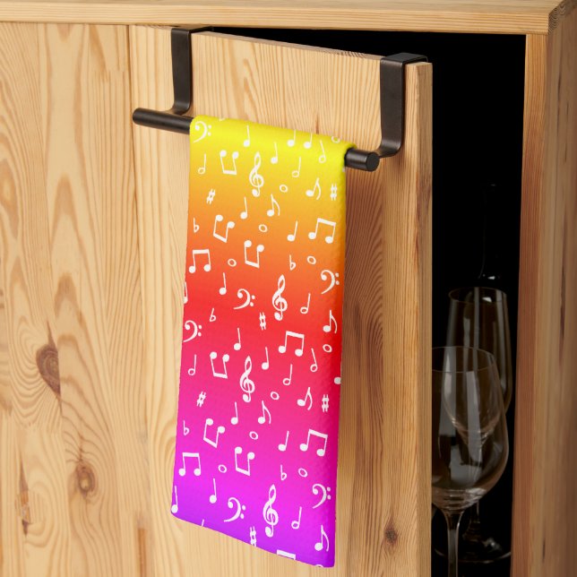 köksduk med musikaliska symboler kökshandduk (Thirds Fold)