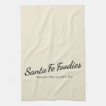 Köksduk med Santa Fe Foodies logotyp