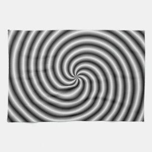Köksduk Swirl in Black and White Kökshandduk