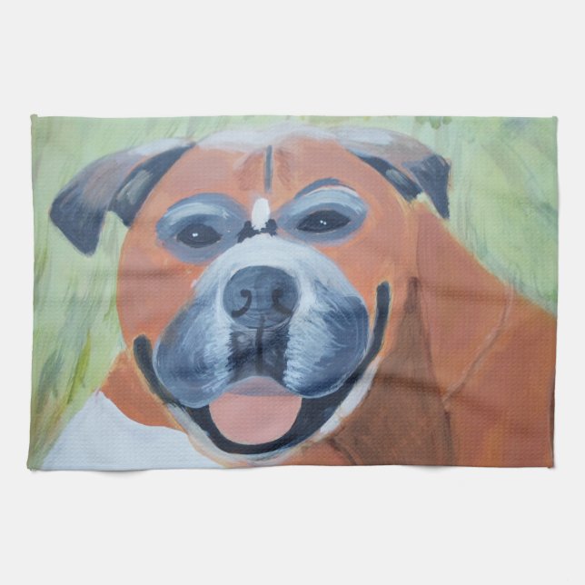 Köksdukar med boxerhund kökshandduk (Horisontell)